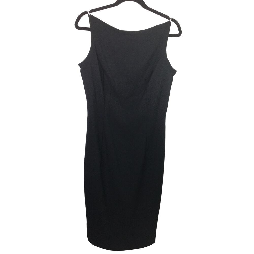 Scott McClintock Women's Black Boatneck Open Back Rhinestone Sleeveless Dress 10